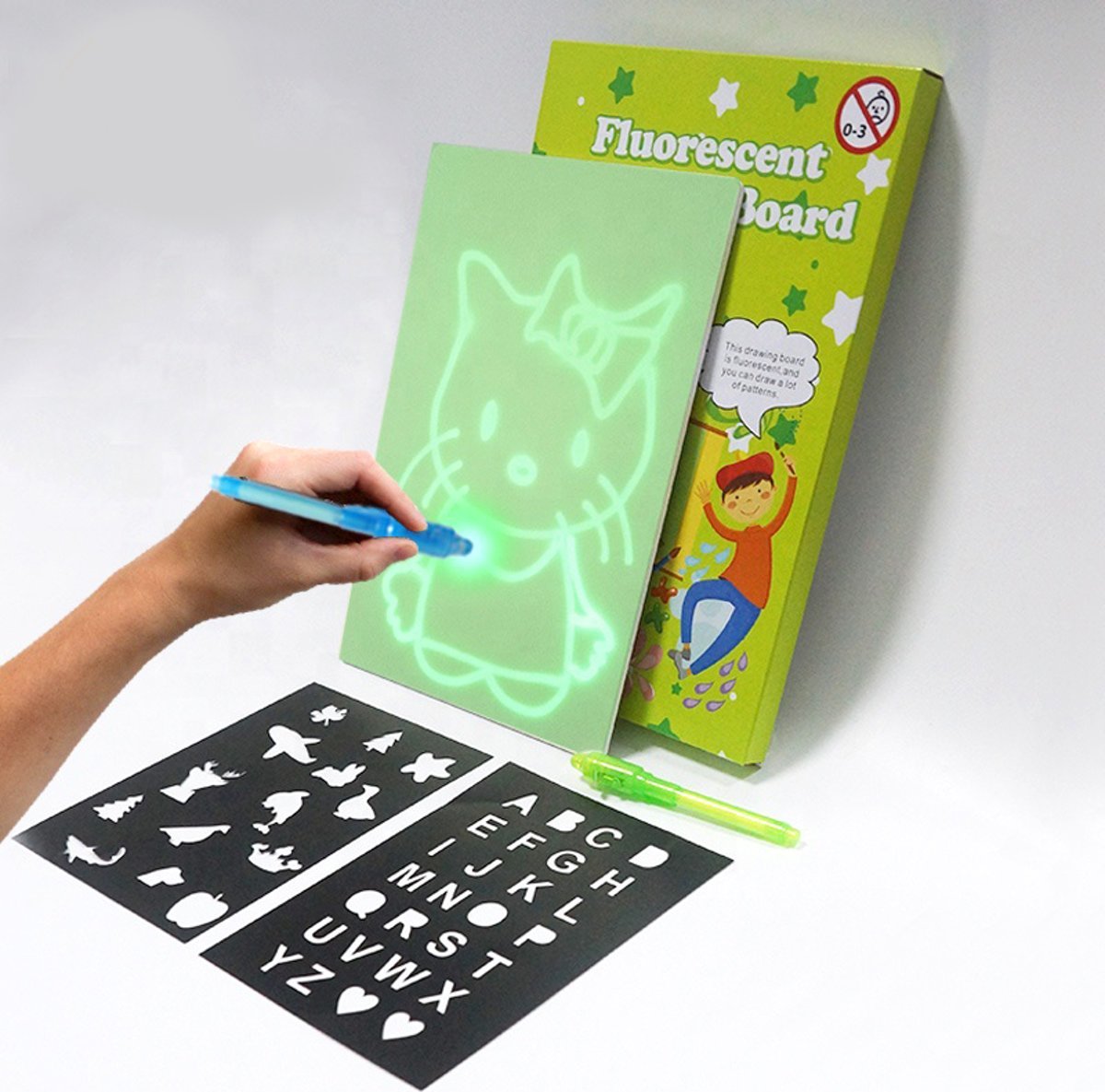 Magisch Tekenbord | Tekenen met Licht | Educatief Speelgoed | Tekenbord Kinderen | Tekenen in het Donker | Glow in the Dark | + 3 Extra Gratis LED Tekenpennen | A4